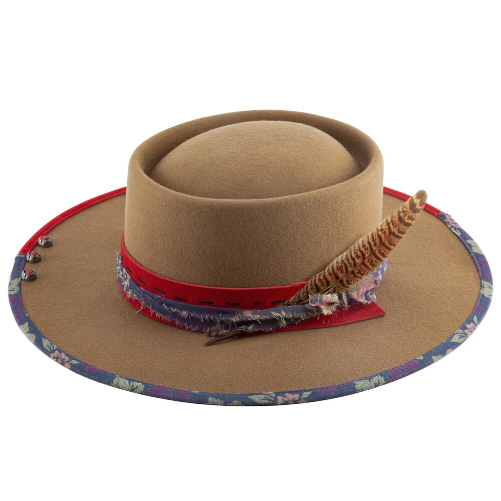 9704 FEMSE Vintage Wool Fedora Hats with Wide Brim